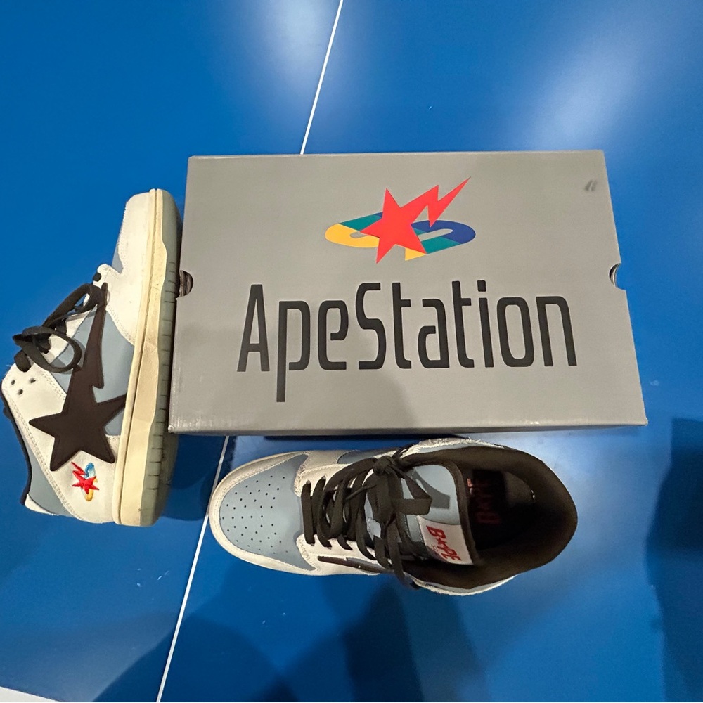 Bape stations Light Blue, White & Black ApeStation High-Top Sneakers